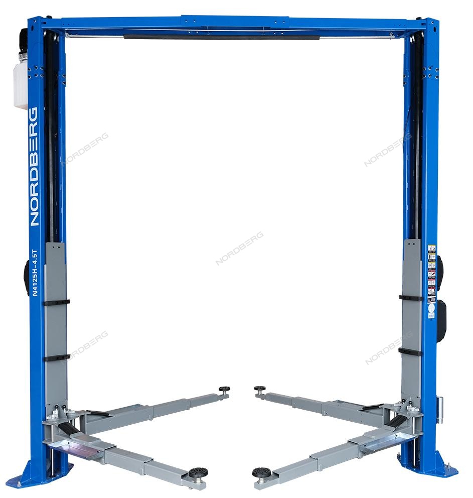 Подъемник двухстоечный 4,5 т, верхняя синхронизация, 380 В, синий