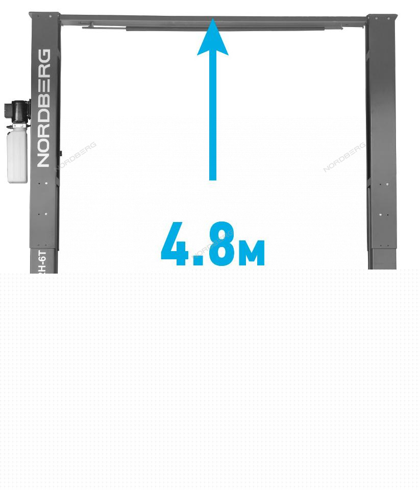 Подъемник двухстоечный 6 т, верхняя синхронизация, 380 В, серый