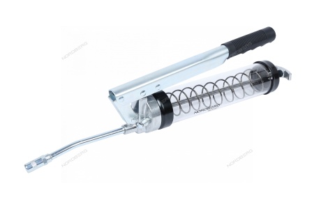 Шприц двухплунжерный для густой смазки с прозрачной тубой, 400 мл