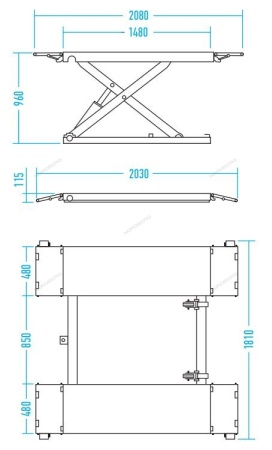 Подъемник ножничный 3т, 220В, синий