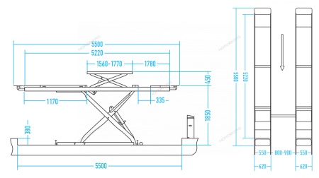 Подъемник ножничный для сх-разв 5,5т, 380В, 2 уровня, серый