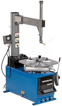 Станок шиномонтажный полуавтомат, односкоростной, стол с накладками, 220 В, синий