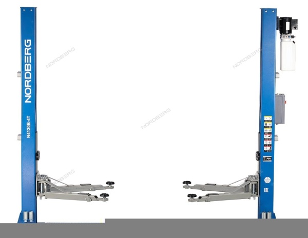 Подъемник двухстоечный 4 т, с электростопорами, 220 В, синий