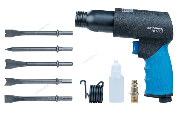 Пневмозубило 190 мм с комплектом насадок