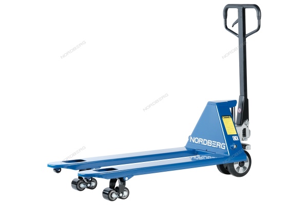 Тележка складская гидравлическая 2,5 т, усиленная, с резиновыми колесами (ПРОСЛЕЖИВАЕМАЯ)