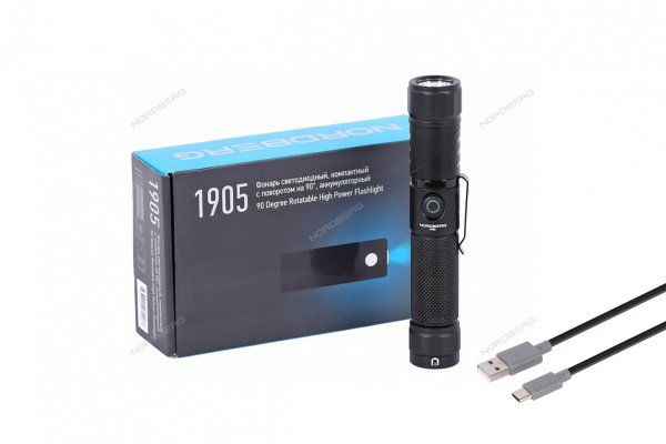 Фонарь светодиодный, компактный с поворотом на 90°, аккумуляторный