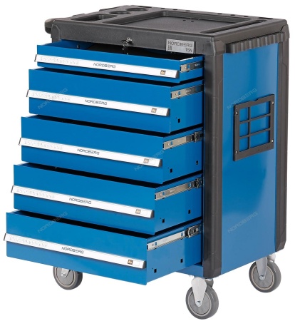 Тележка инструментальная, 5 выдвижных ящиков, синяя