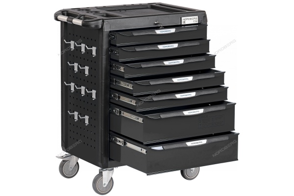 Тележка инструментальная, 7 выдвижных ящиков, серая