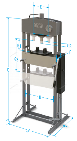 Пресс гидравлический, 20 т, разборная рама