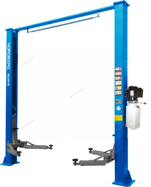 Подъемник двухстоечный 4 т, верхняя синхронизация, 380 В, синий