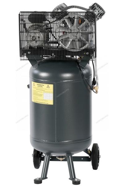 Компрессор вертикальный поршневой с ременной передачей, 220 В, ресивер 100 л, 420 л/мин