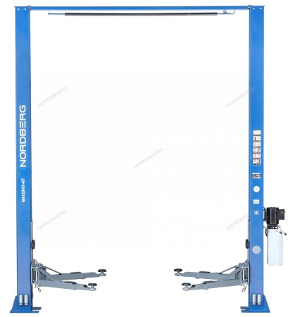 Подъемник двухстоечный 4 т, верхняя синхронизация, H=3,6 м, 380 В, синий