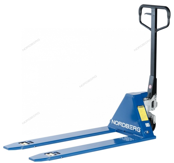 Тележка складская гидравлическая с низким подхватом 1 т, с ПУ колесами