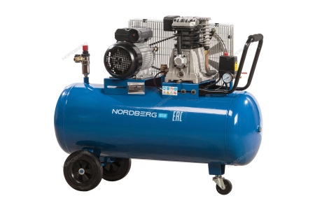 Компрессор поршневой с ременной передачей 220 В, ресивер 100 л, 400 л/мин