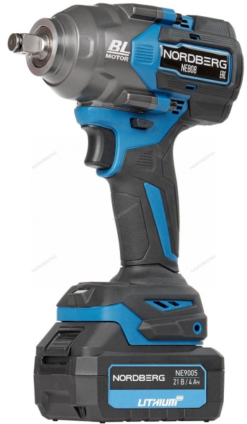 Гайковерт аккумуляторный, 1/2", 20 В, 1000 Нм, 2 аккумулятора 4A и зарядное устройство, в кейсе