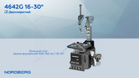 Станок шиномонтажный автомат, двухскоростной, стол с накладками, 380 В, серый