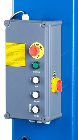 Подъемник 380V 2х стоечный 4т с верхней синхронизацией, H=3,6 м, с электростопорами (синий)
