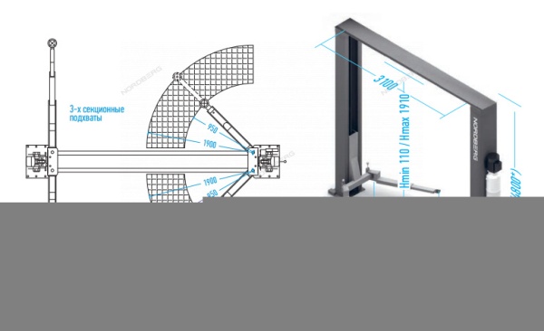 Подъемник 380V 2х стоечный 6т с верхней синхронизацией (серый)
