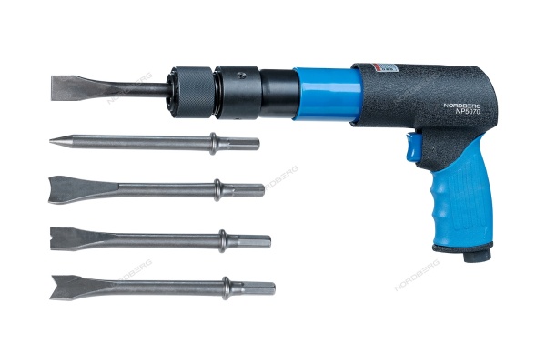 Пневмозубило 250 мм, с комплектом насадок и быстросъемным держателем