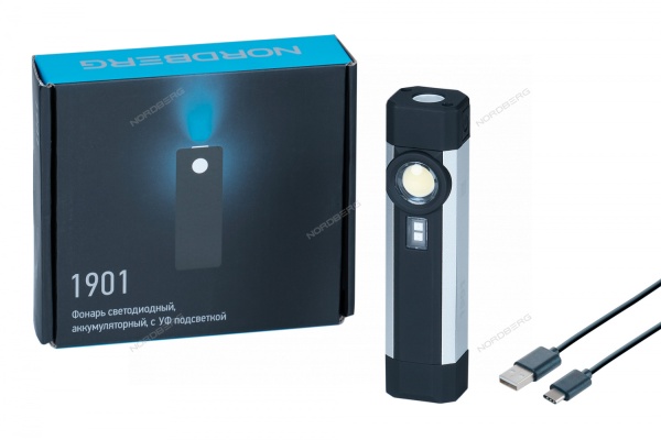 Фонарь светодиодный 1+1, с УФ подсветкой, аккумуляторный