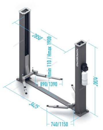 Подъемник 2-стоечный 4 т, 380 В