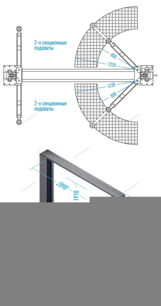 Подъемник двухстоечный 4 т, верхняя синхронизация, H=3,6 м, 220 В, синий