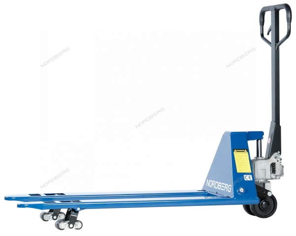 Тележка складская гидравлическая с низким подхватом 1,5 т, с ПУ колесами