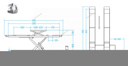 Подъемник ножничный для сх-разв 4,5т, 380В, 2 уровня (с авар. опусканием), серый