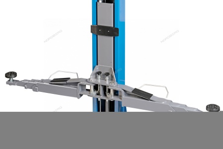 Подъемник двухстоечный 4 т, верхняя синхронизация, снятие со стопоров с одной колонны, 380 В, синий