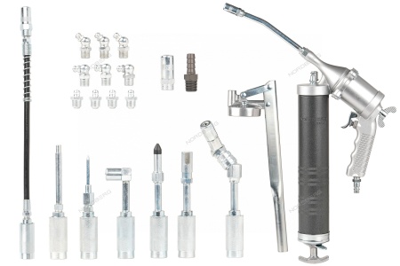 Шприц плунжерный пневматический с поворотом рукоятки, 400 мл, с насадками в кейсе