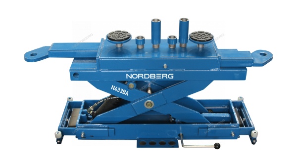 Подъемник четырехстоечный 6,5 т, с пневмогидравлической траверсой N433BA, для сход-развала, синий