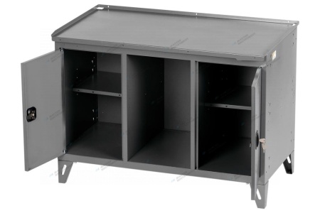 Верстак слесарный трехтумбовый, 2 серые створки (RAL 7012/7015)