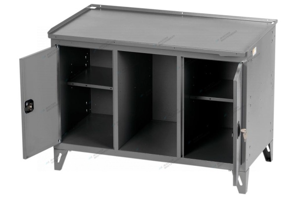 Верстак слесарный трехтумбовый, 2 серые створки (RAL 7012/7015)