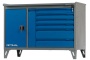 Верстак слесарный двухтумбовый, 7 синих ящиков (RAL 7012/5005)