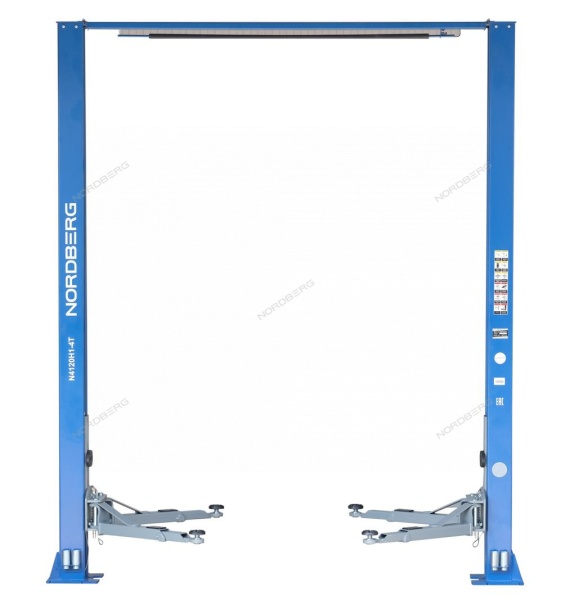 Подъемник двухстоечный 4 т, верхняя синхронизация, H=4 м, 220 В, синий