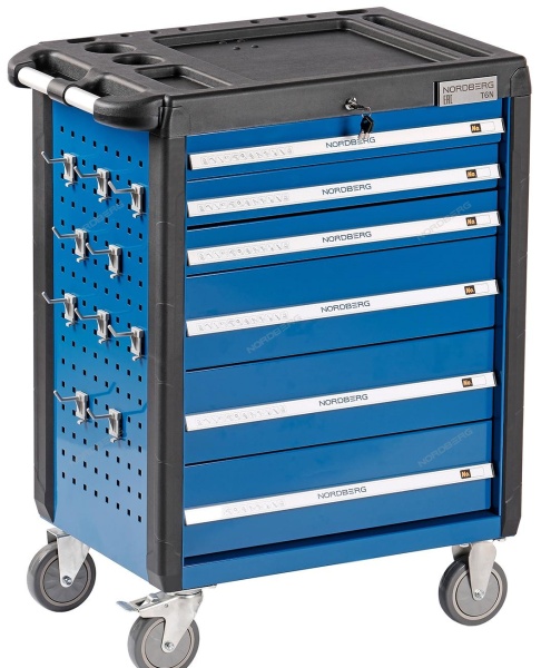 Тележка инструментальная, 6 выдвижных ящиков, синяя