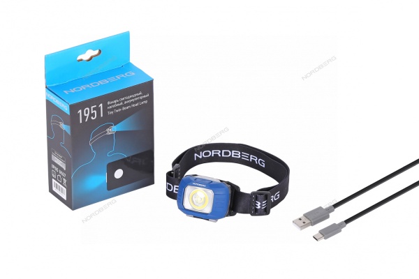 Фонарь светодиодный налобный, аккумуляторный