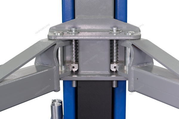 Подъемник двухстоечный 5 т, нижняя синхронизация, с электростопорами, 380 В, серый