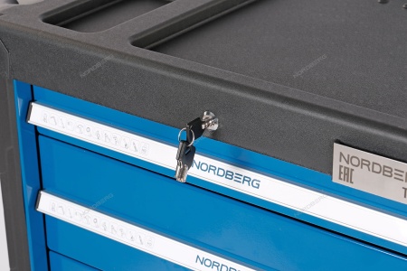 Тележка инструментальная, 5 выдвижных ящиков, синяя