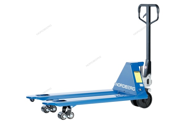 Тележка складская гидравлическая 2,5 т, усиленная, с ПУ колесами (ПРОСЛЕЖИВАЕМАЯ)