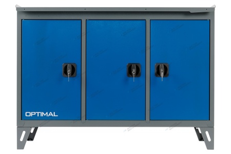 Верстак слесарный трехтумбовый, 3 синие створки (RAL 7012/5005)