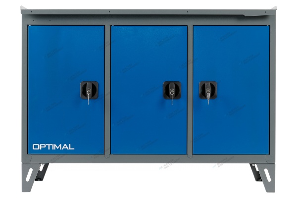 Верстак слесарный трехтумбовый, 3 синие створки (RAL 7015/5005)