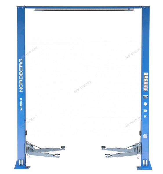 Подъемник двухстоечный 4 т, верхняя синхронизация, H=4 м, 380 В, синий