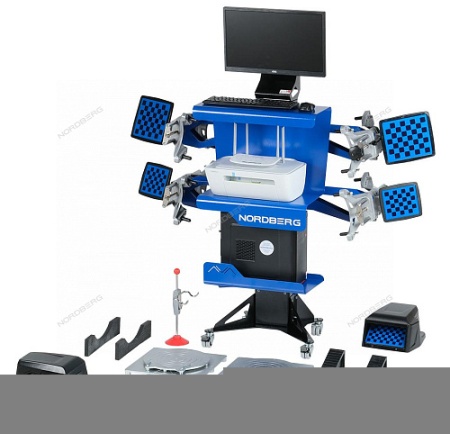 Стенд сход-развал 3D модель настенный, без колонны, с поворотным механизмом, синий