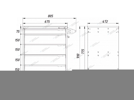 Тележка инструментальная, 5 выдвижных ящиков (RAL 7012/7015)