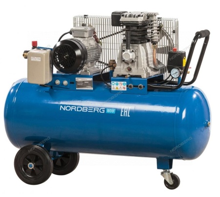 Компрессор поршневой с ременной передачей 380 В, ресивер 100 л, 400 л/мин