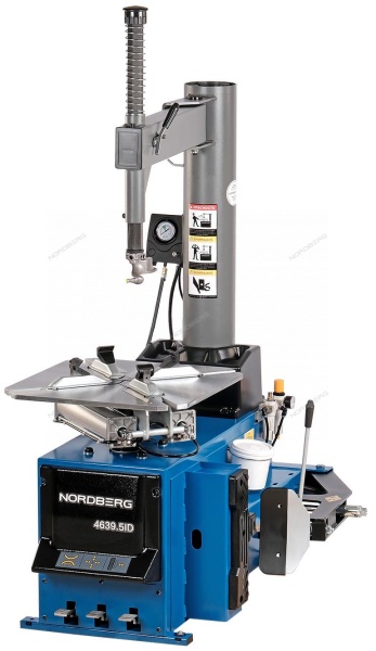 Станок шиномонтажный полуавтомат, односкоростной, стол с накладками, 220 В, синий