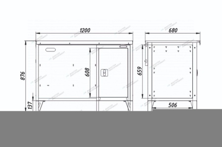 Верстак слесарный однотумбовый, 1 синяя створка (RAL 7012/5005)