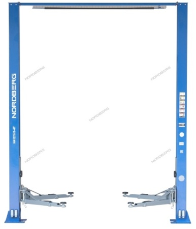 Подъемник двухстоечный 4 т, верхняя синхронизация, с электростопорами, H=4 м, 380 В, синий