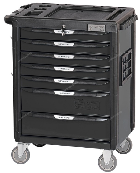 Тележка инструментальная, 7 выдвижных ящиков, серая